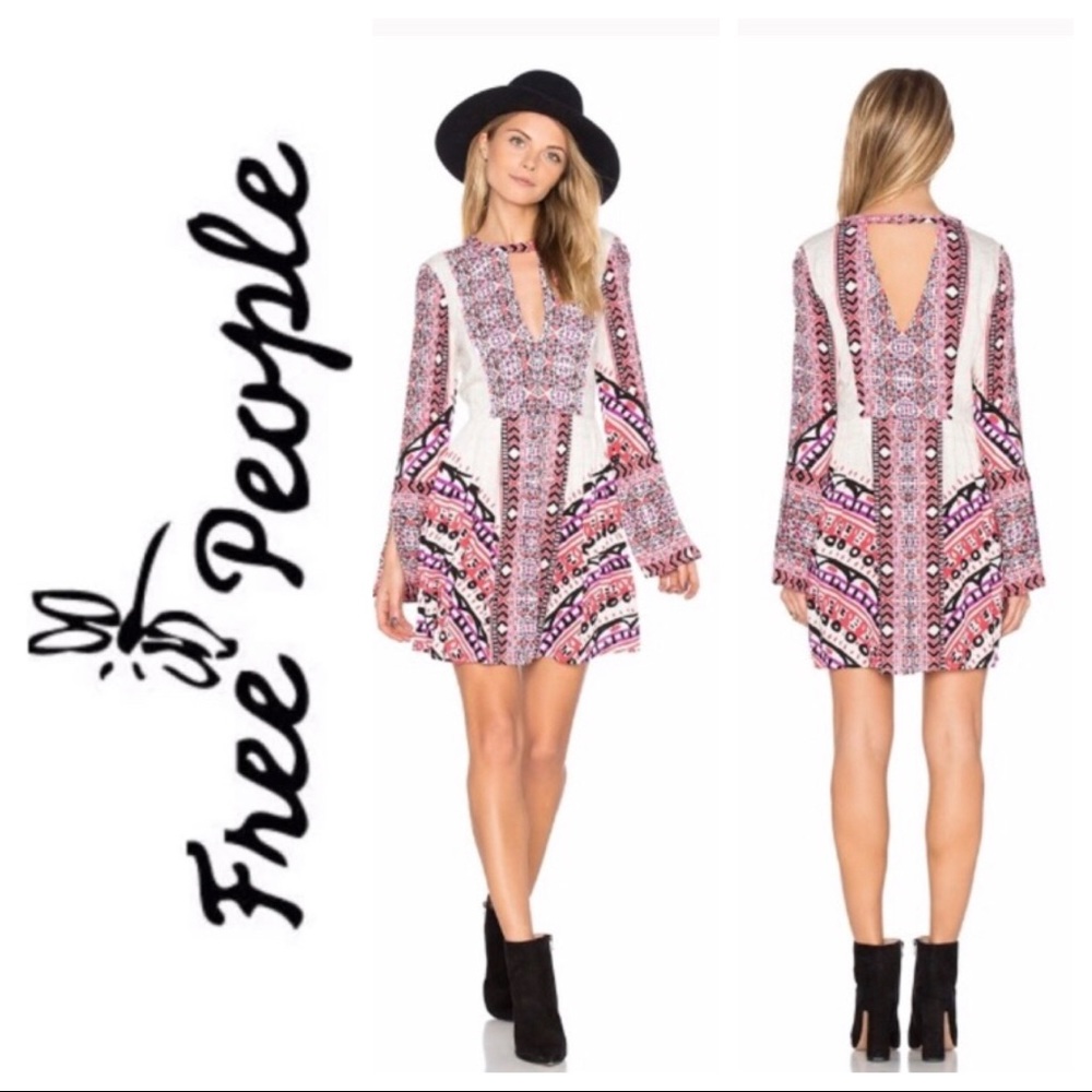Free People Tegan Border Printed Mini Dress